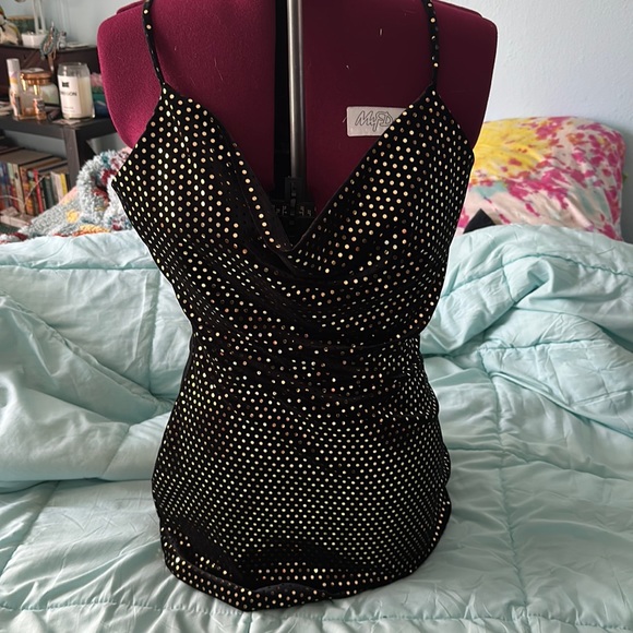 New Sparkly Cowl Neck Mini Dress - Picture 1 of 7